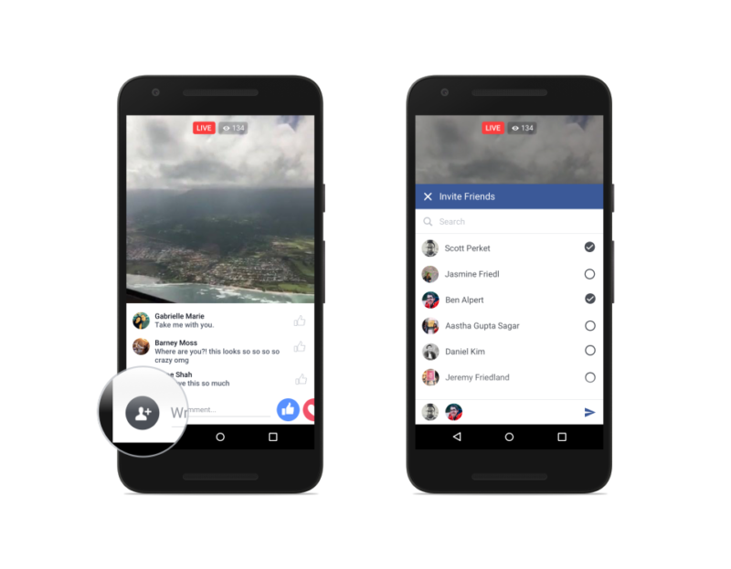 Facebook Live invite friends