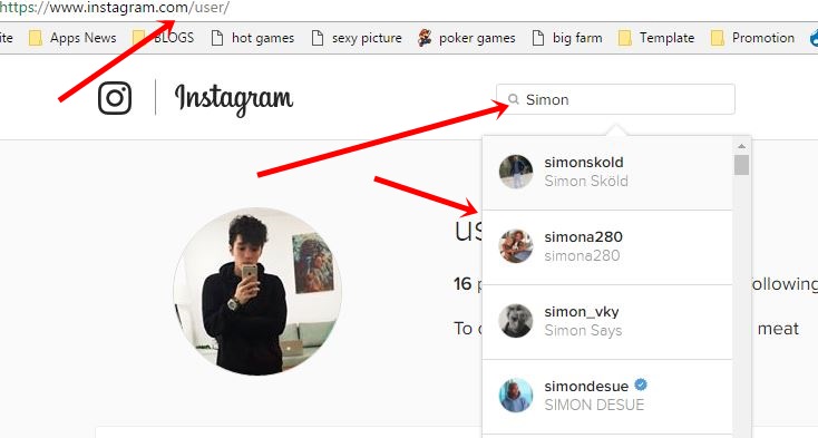 instagram search bar