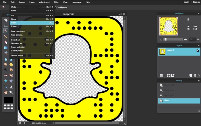 Click inside the Snapchat White Ghost