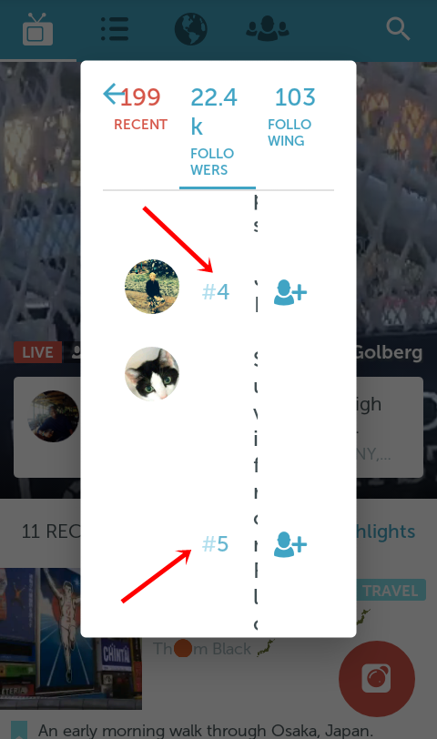 Periscope friend scores
