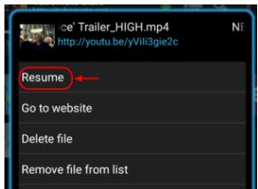 tubemate resume