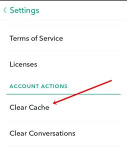 snapchat clear cache