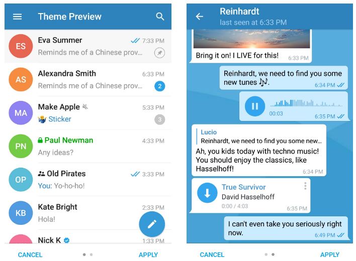Switching Telegram Theme