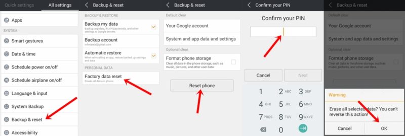 android phone reset