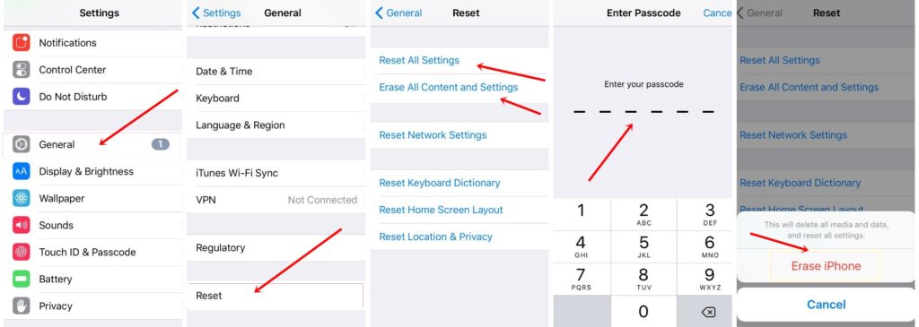 reset iphone