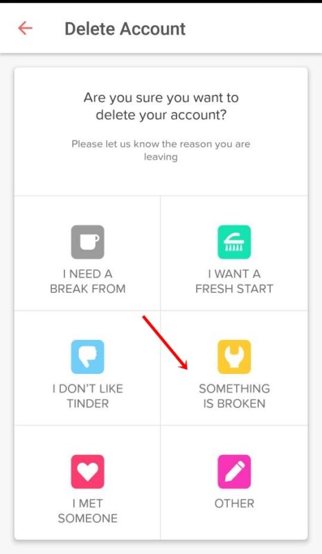 Delete your Tinder app Account