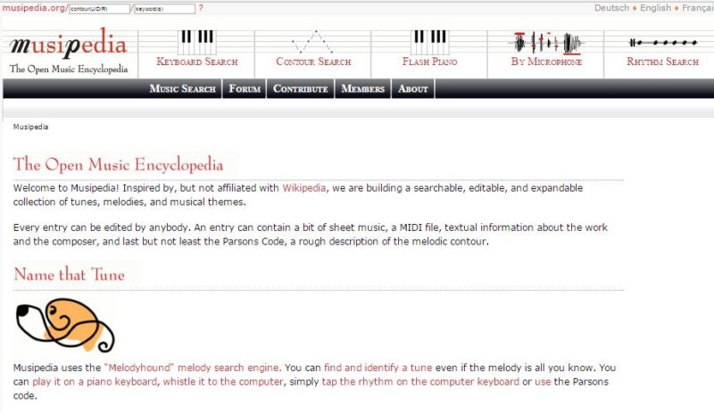 Musipedia song search