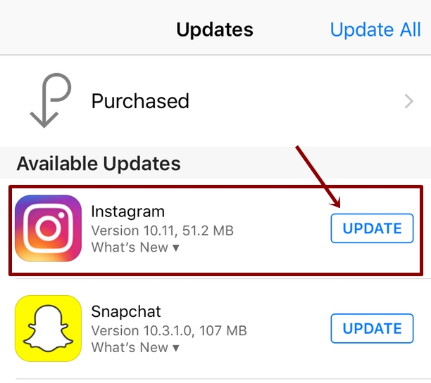 instagram update iphone