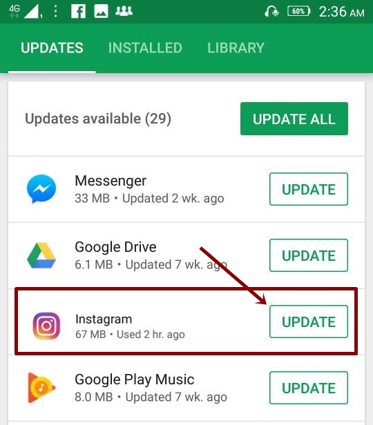 instagram update