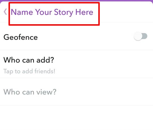 snapchat custom story name