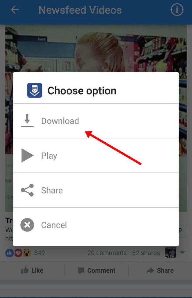 Video Downloader for Facebook options