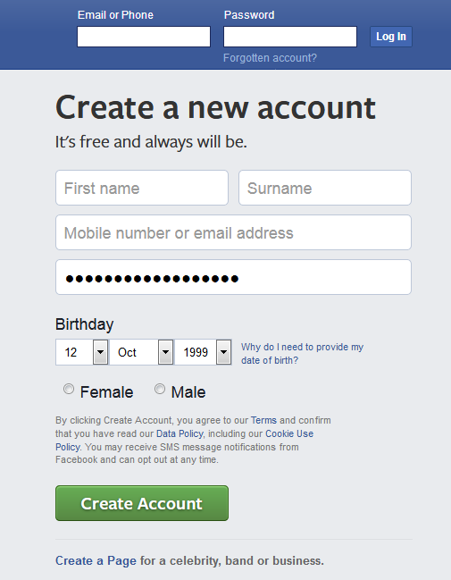 tinder create facebook account