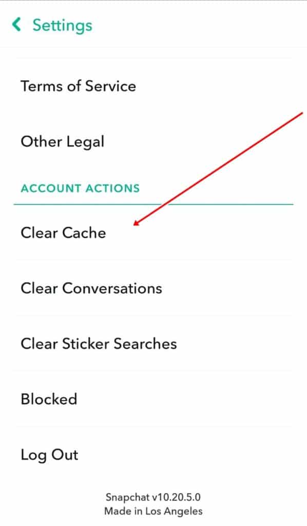 snapchat clear cache