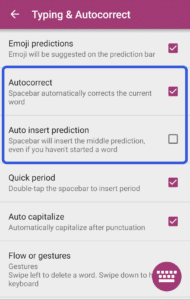 swiftkey Text Correction Settings