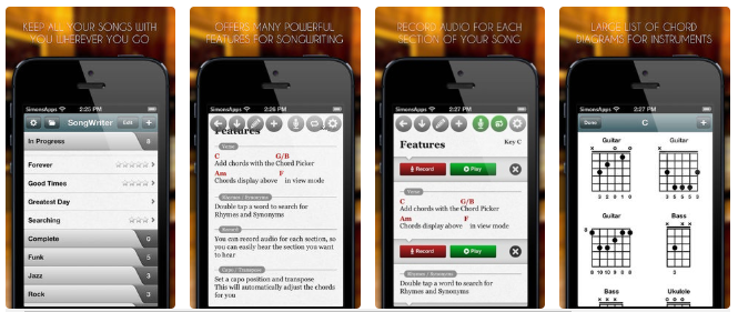 Song Writer Lite app