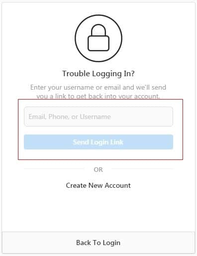reset password to solve Instagram Login Error