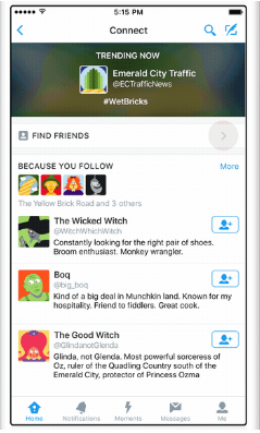 twitter Connect tab