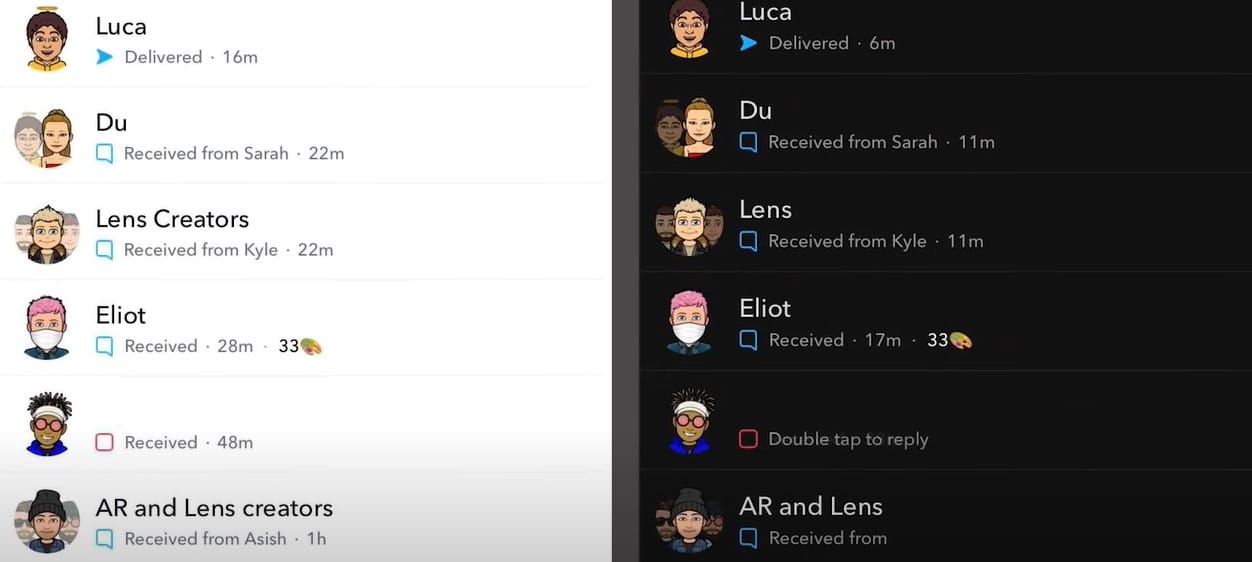snapchat chat screen