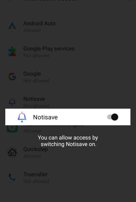 notisave settings